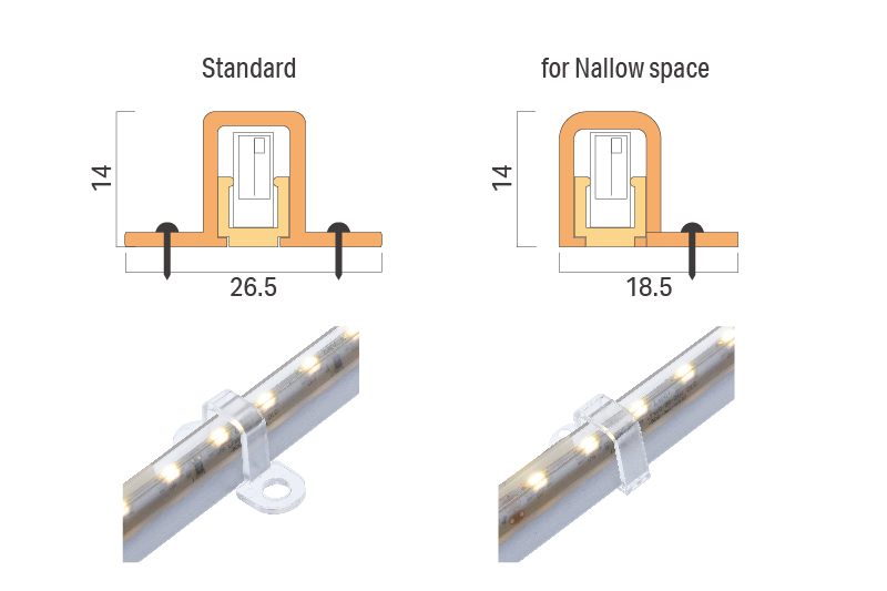 Luci FLEX α F Indoor Two-Clip Installation System for Flexible Mounting in Varying Spatial Conditions
