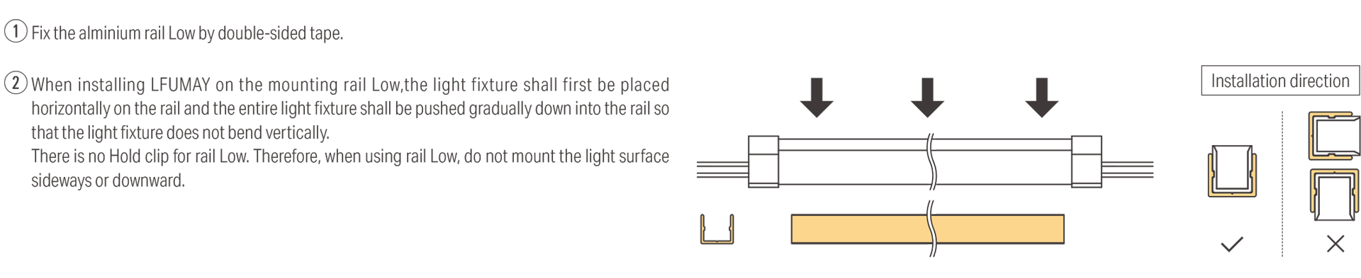 Straight Installation with Rail Low