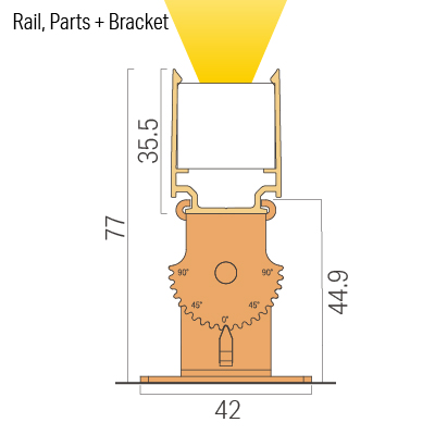 Straight installation / Rail, parts + Adjustable brackets / Adjustable