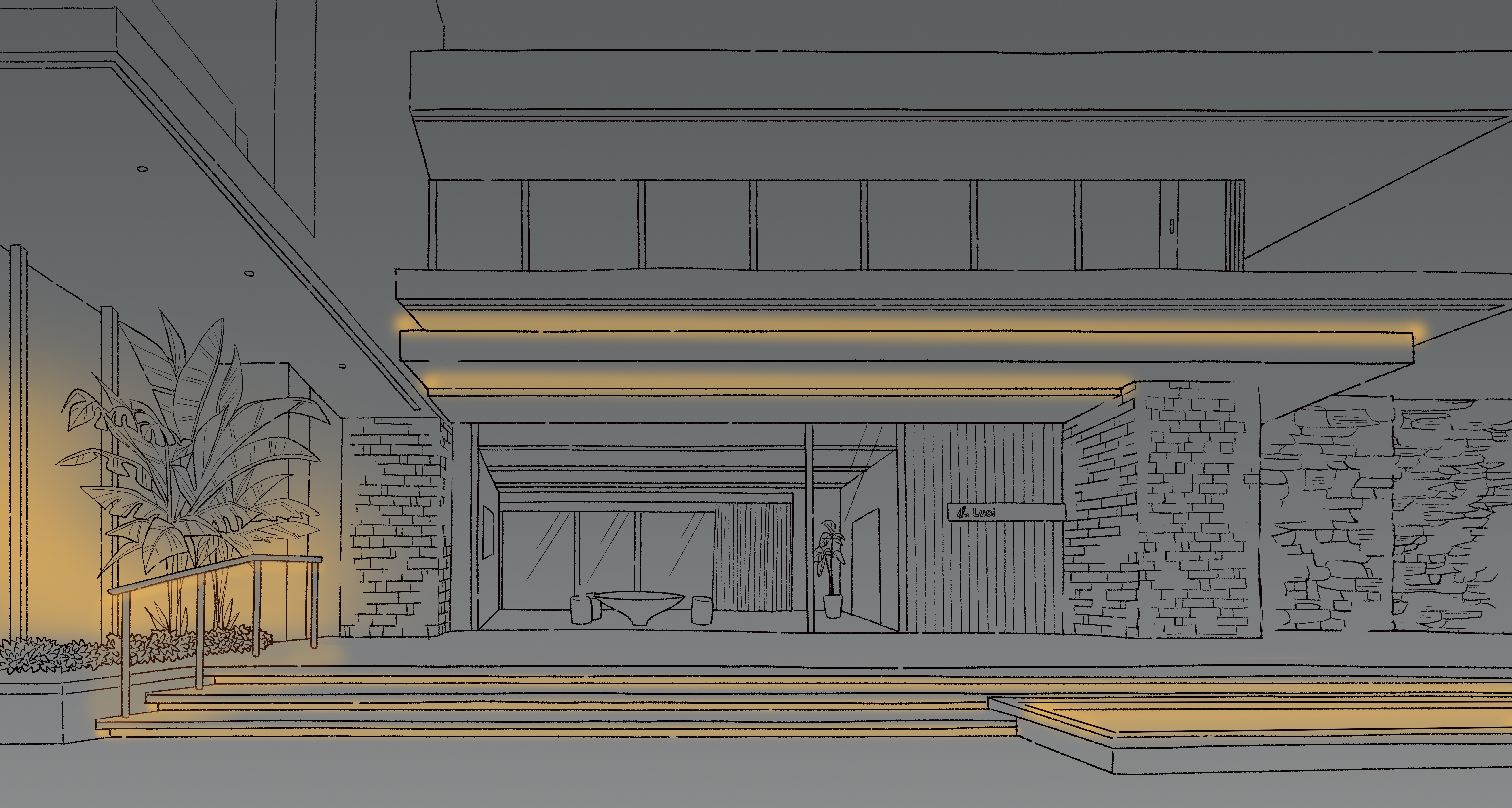 屋外・軒下 イラスト