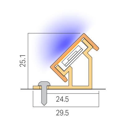 直線状・設置角度45°／ビス留め／レール