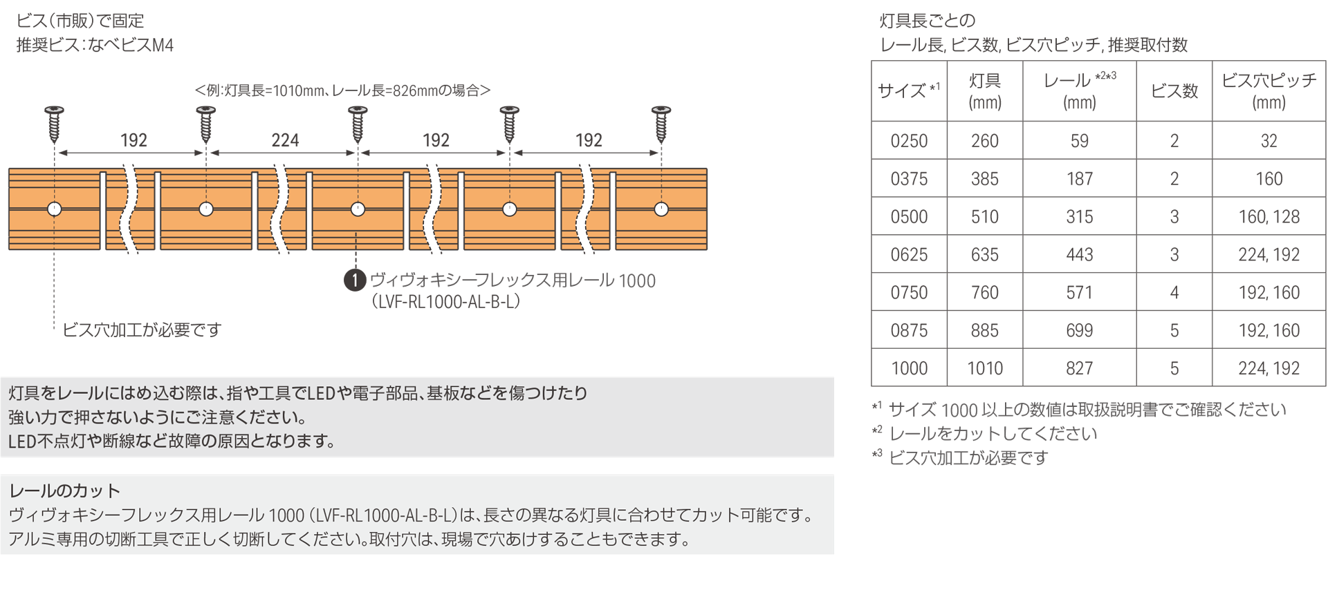灯具を取付レールで設置する場合