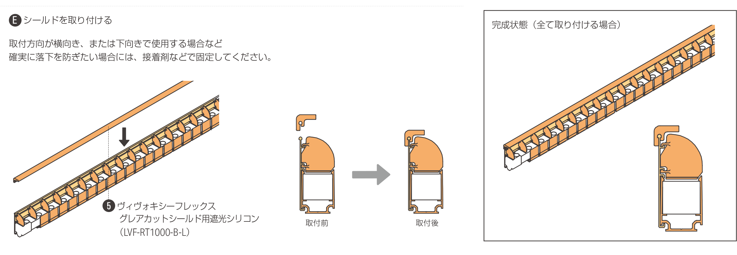 遮光シリコンの取り付け