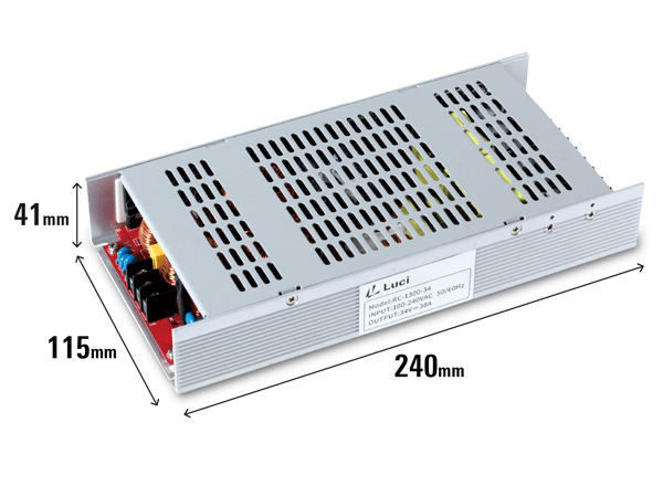 医療吸引機用電源の外観と寸法（240mm×115mm×41mm）